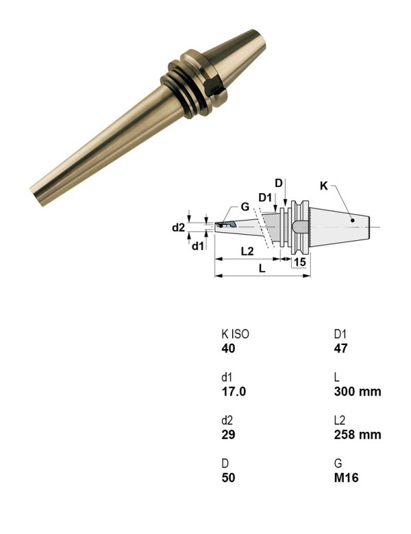 Picture of Canela Tool BT40 M16 CNC Holder 10.157 Gauge 10.157 Reach